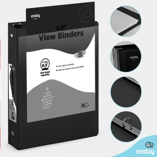 Enday 0.5-Inch 3-Ring View Binder With 2-Pockets - 6 Packs image {2}