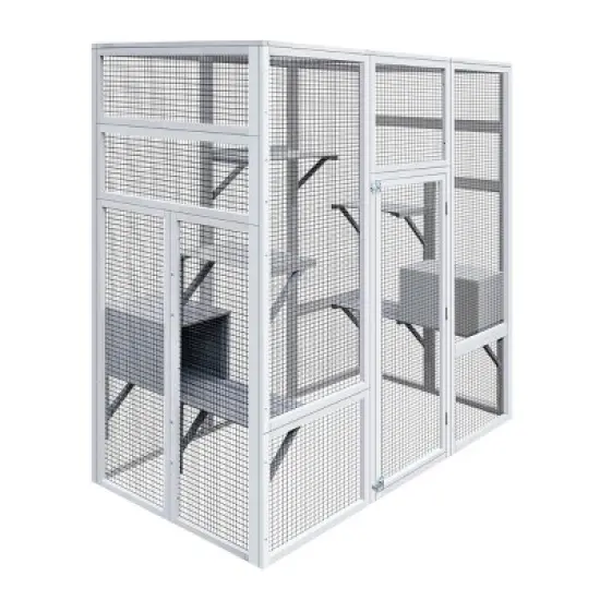 62"Wx70"H Outdoor Wooden Large Pet Enclosure With Anti-UV And Waterproof,7 Platforms And 2 Resting Boxes,Cat Shelter -Maison Boucle image {3}