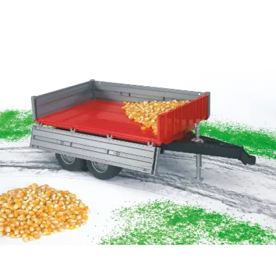Bruder Tipping Trailer Accessory with Hitch for Farm Tractors, Construction & Forestry Trucks, Realistic Foldable Side Walls image {3}