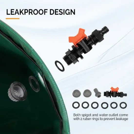 VINGLI Collapsible Rain Barrel, Portable Water Storage Tank, Rainwater Collection System Downspout, Green image {4}