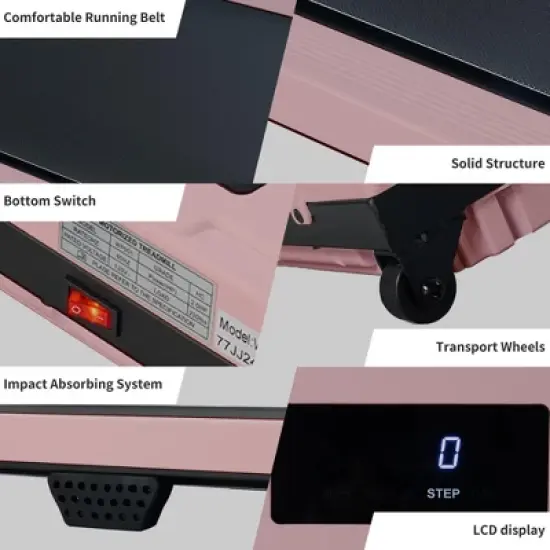 CENGHU Walking Pad with Quiet 2.0 HP Motor, Countdown Modes, 220 lbs Weight Capacity for Home or Office Workouts, Portable Treadmill Walking, Pink image {7}