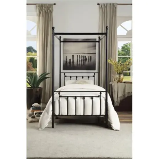 Chelone Twin Metal Canopy Platform Bed in Black - Lexicon image {1}