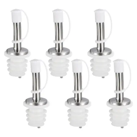 Unique Bargains Stainless Steel Integrated Dust-proof Cap Spouts Wine Bottle Pourers 6 Pcs image {5}
