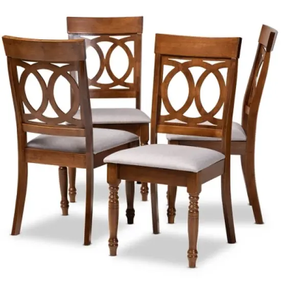 4pc Lucie Fabric Upholstered Wood Dining Chairs Walnut Brown - Baxton Studio image {4}