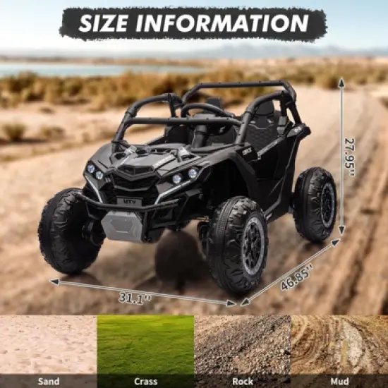 Ride On Car, Electric Car Toy, Remote Control, 24V 7AH Battery Powered Toy, 4-Wheeler Suspension, 2 Seater Ride on Toys for Kids image {5}