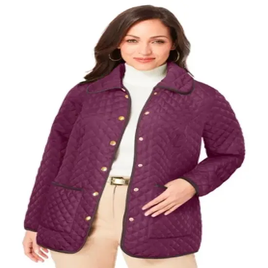Jessica London Women&rsquo;s Plus Size Snap-Front Quilted Coat image {3}