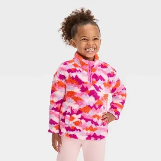 Toddler Girls' Quarter Zip-Up Jacket - Cat & Jack&trade; Pink image {3}