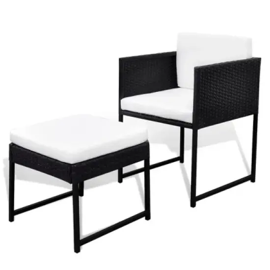 vidaXL Outdoor Dining Set Black, White image {5}