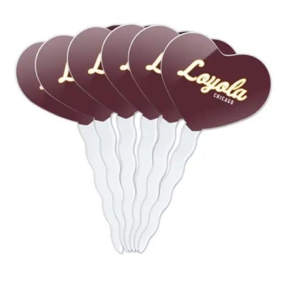 Loyola University Chicago Secondary Heart Love Cupcake Picks Toppers Decoration Set of 6 image {7}