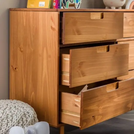 Mid-Century Modern Groove Wood 6 Drawer Dresser - Saracina Home image {12}