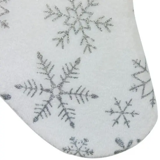 Northlight 19" White and Silver Snowflakes Christmas Stocking image {3}