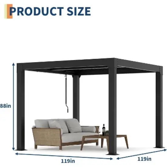 Aluminum Semi-Iron Aluminum Shutter Shed - Adjustable Roof Pergola, Outdoor Aluminum Pergola, Deck Pergola, Backyard Pergola, Grey Hardtop Gazebo image {3}