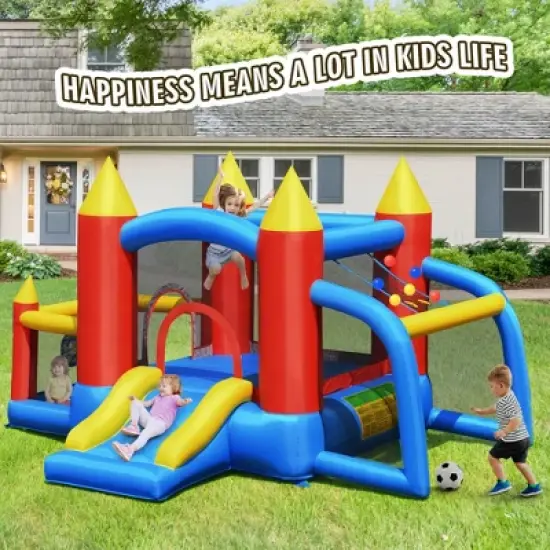 Costway Inflatable Bounce House Slide Jumping Castle Soccer Goal Ball Pit Without Blower image {2}