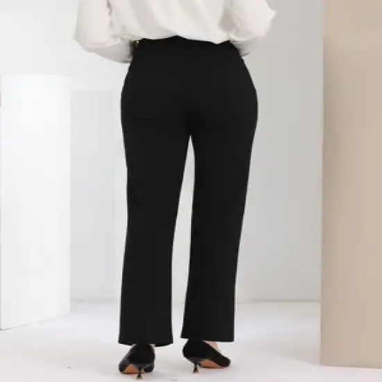 Allegra K High Stretch Pants for Women's Straight Leg Work Office Casual Trousers image {2}