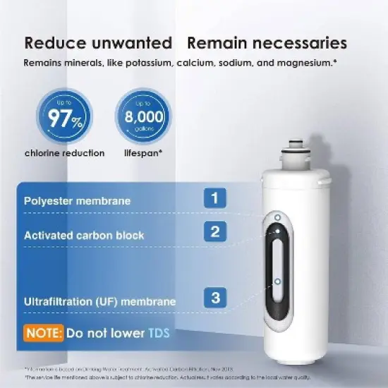 Waterdrop 10UAW-UF Ultra Filtration Under Sink Water Filter for Ba&ccedil;tёria Reduction, Reduces Lead, Extra Replacement Filter image {9}