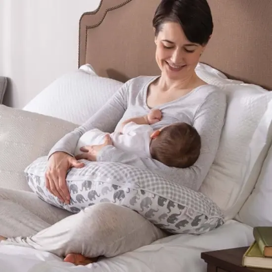 Boppy Premium Original Support Nursing Pillow Cover - Gray Elephant image {5}