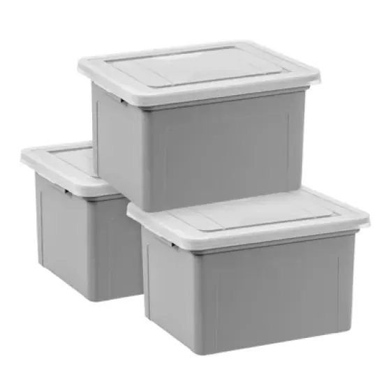 IRIS 32qt 3pk Letter Plastic File Box: Hanging File Folders Storage Bin, File Organizer, Gray, No Assembly Required image {10}
