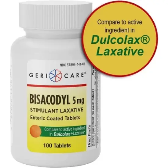 Geri Care Bisacodyl 5mg Stimulant Laxative Enteric Coated Relief Tablets, 100 Count image {6}