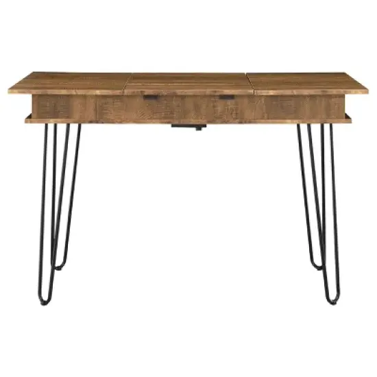 Sheeran Storage Writing Desk with Hairpin Legs Rustic Amber - Coaster image {7}