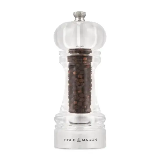 Cole & Mason Liverpool 5.5" Acrylic Salt and Pepper Grinder Set: Ceramic & Stainless Steel, 2-Piece, Clear image {2}