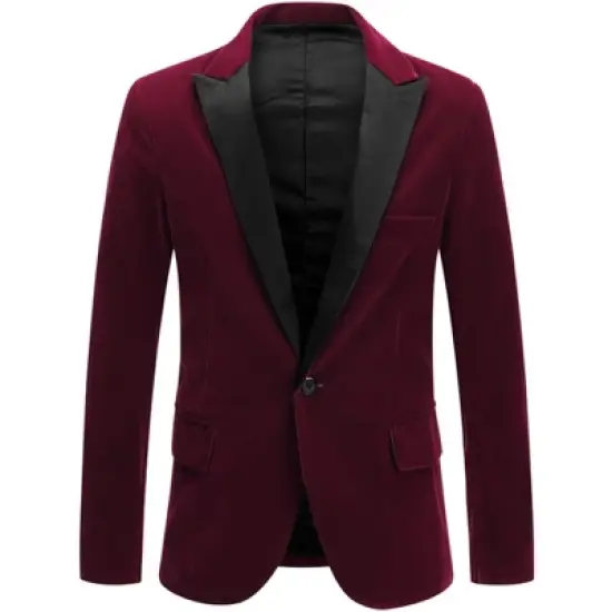 Lars Amadeus Men's Velvet Blazer One Button Party Prom Tuxedo Dinner Suit Blazer image {6}