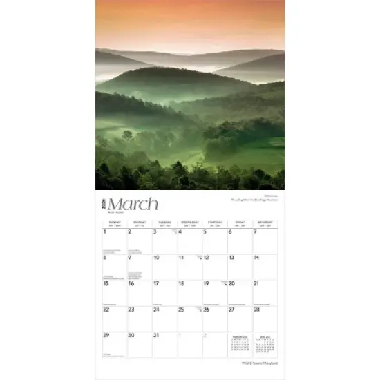 BrownTrout Maryland Wild and Scenic 2026 12"x24" Hanging Square Wall Calendar Plastic-Free image {2}