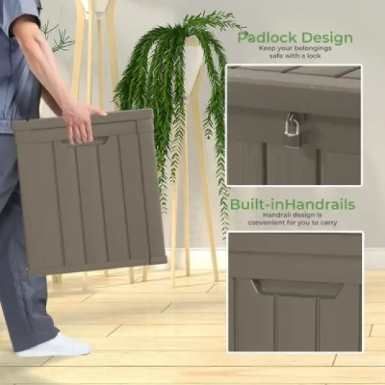 50 Gallon Resin Deck Box, Lockable Waterproof Ourdoor Storage Container for Pool Accessories, Patio and Garden image {3}