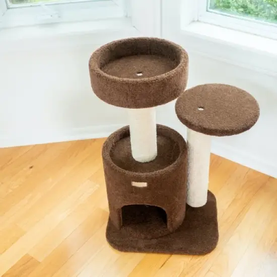 Armarkat F3005 Carpeted Real Wood Cat Tree Condo, Kitten Activity Tree, Brown image {3}