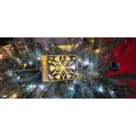 5 Star Super Deals 5pc - 3D Hanging LED Christmas Window Curtain Lights - Holiday Decoration Santa, Snowflake, Jingle Bell, Snowman & Christmas Tree image {6}