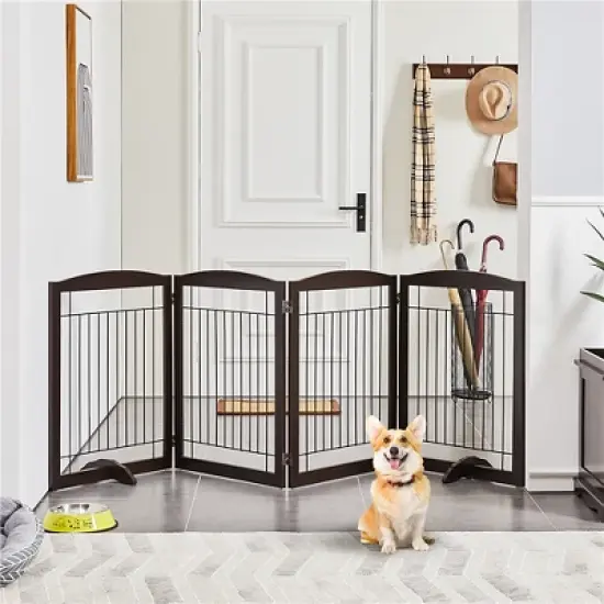 Yaheetech 31.5&Prime; Height Pet Gate with Wood and Wire for Doorway image {1}
