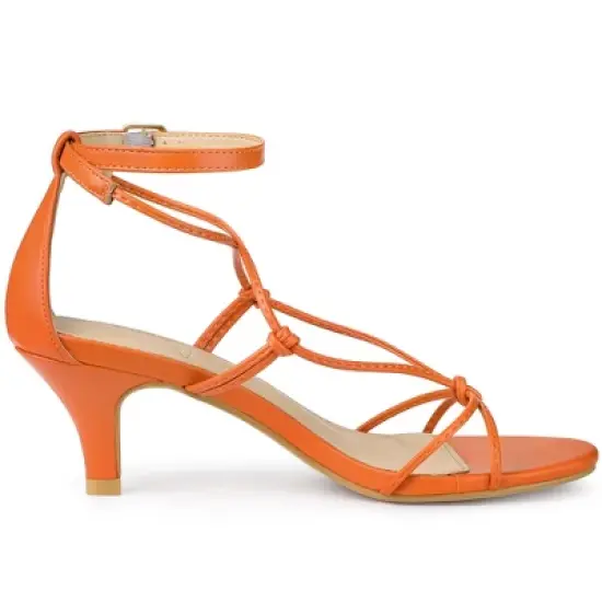 Perphy Strappy Knot Ankle Strap Kitten Heels Sandals for Women image {3}