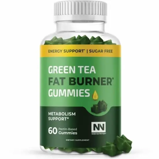 Green Tea Fat Burner Gummies, Sugar Free Energy & Metabolism Support, Nobi Nutrition, 60ct image {7}