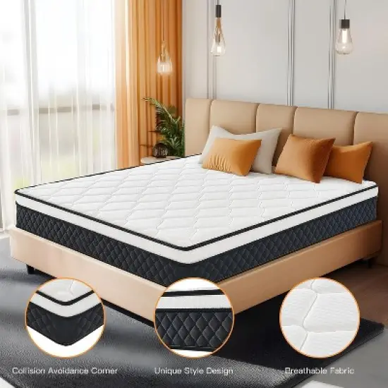 ELJGET Queen Mattress, 12" Mixed Memory Foam Mattress, Bagged Spring, Medium Firm Feel and Motion Isolation image {3}