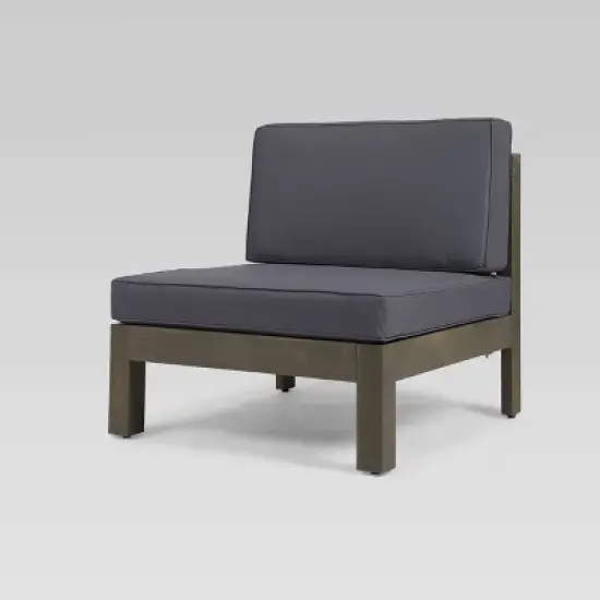 Oana 5pc Acacia Wood V-Shaped Sectional Sofa Set - Gray/Dark Gray - Christopher Knight Home image {4}