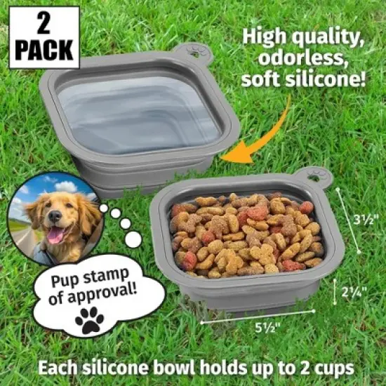 Mobile Dog Gear Small Collapsible Dog Water Bowls for Travel (Set of 2, 2 Cups Each) Portable Foldable Bowl for Feeding Pets- Great for Traveling image {2}