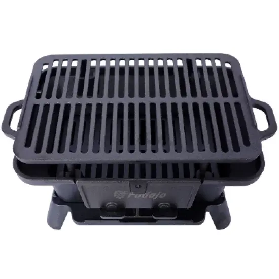 Oval Cast Iron Grill Outdoor, Portable Charcoal Grill and Tabletop Cast Iron Skillet,100% Cast Iron, Enameled, Small Charcoal Grill,Hibachi Grill image {3}