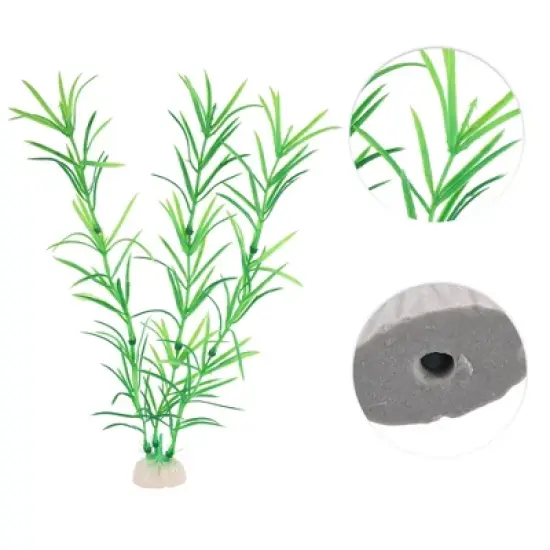 Unique Bargains Aquarium Plastic Fish Tank Artificial Plants Green 3 Pcs image {2}