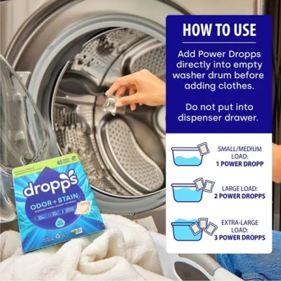 Dropps Laundry Odor & Stain Biobased Detergent Pods - Crisp Breeze - 40ct/12.6oz image {7}