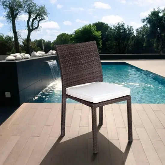 Angelo 11pc Patio Eucalyptus Wood Wicker Dining Set - Off White - International Home Miami image {2}