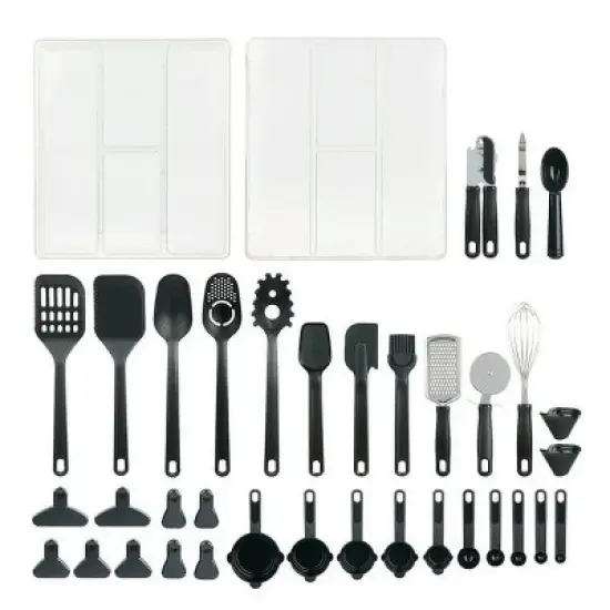 36-Piece Kitchen Gadget & Utensil Set with Drawer Organizer &uml;C Black, Cooking & Baking Essentials Kit image {2}