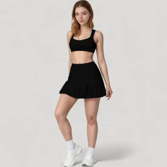 Anna-Kaci Active Women's Ruffle Hem High Waist Skort Built-In Shorts Stretch Waistband Flowy Lightweight Design image {2}