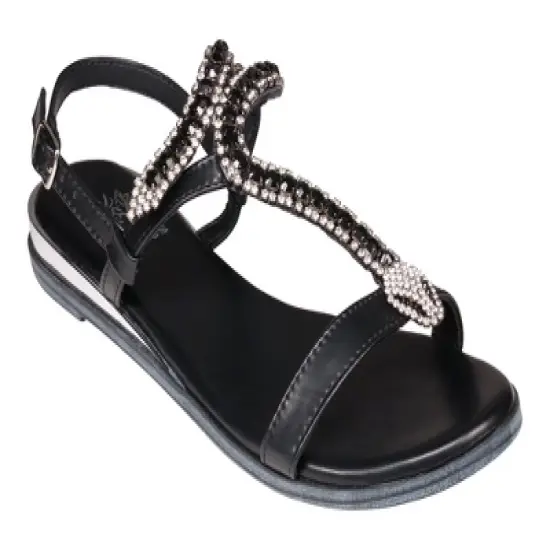 GC Shoes Lidia Metallic Embellished Slingback Flat Sandals image {5}