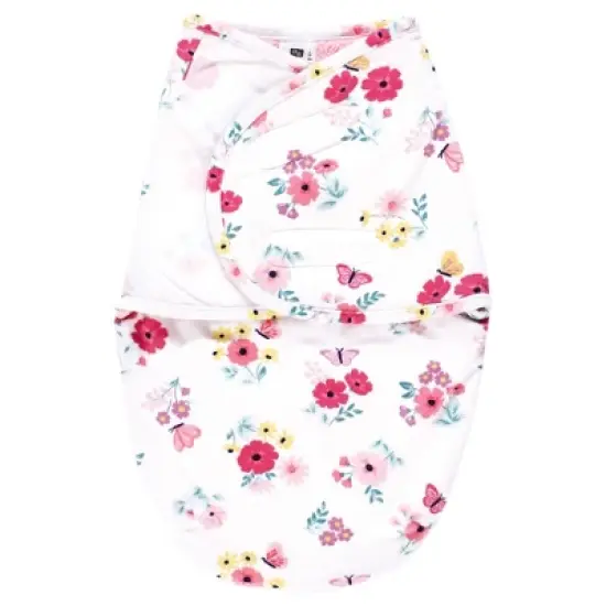 Hudson Baby Infant Girl Plush Faux Fur Swaddle Wrap, Butterfly Floral, 0-3 Months image {2}