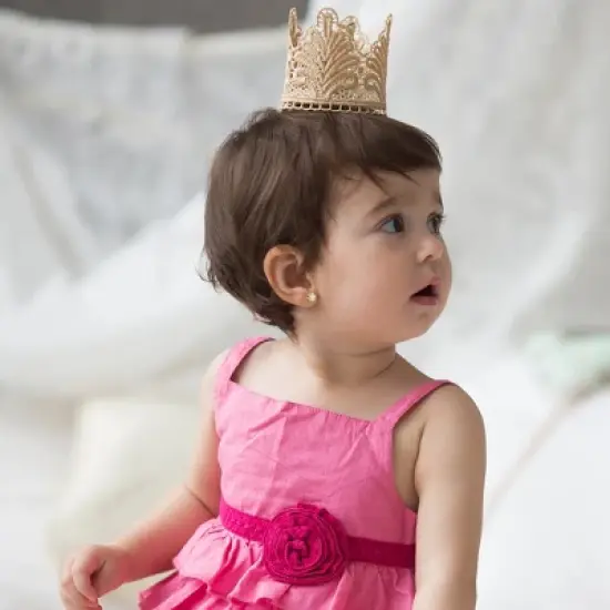 Baby Girls' 6 Prong CZ Solitaire Screw Back 14k Gold Earrings - Clear - In Season Jewelry image {2}