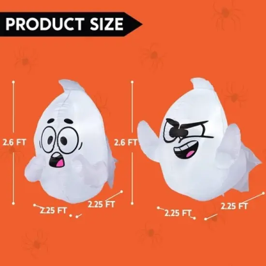 Joyfy 2 Packs Halloween Inflatable Ghost Outdoor Decoration, 2.6 FT Tall Scary Ghost Broke Out from Window for Halloween Outdoor Yard Garden Decor image {7}