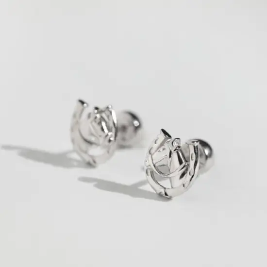 Girls' Winner's Circle Horse Push Back Sterling Silver Earrings - In Season Jewelry image {3}