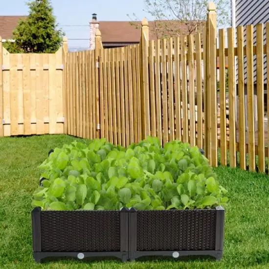 Costway Set of 4 Raised Garden Bed Elevated Flower Vegetable Herb Grow Planter Box Brown image {5}