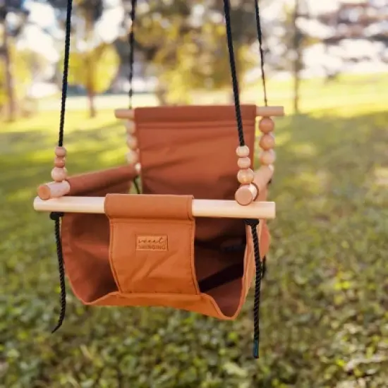 Sweet Swinging - Premium Outdoor Baby/Toddler Swing W/Pillow - Nutmeg image {6}