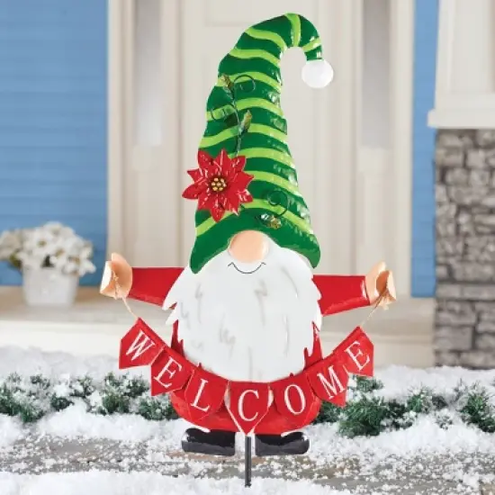 Collections Etc Welcome Gnome Christmas Holiday Stake Decoration image {1}
