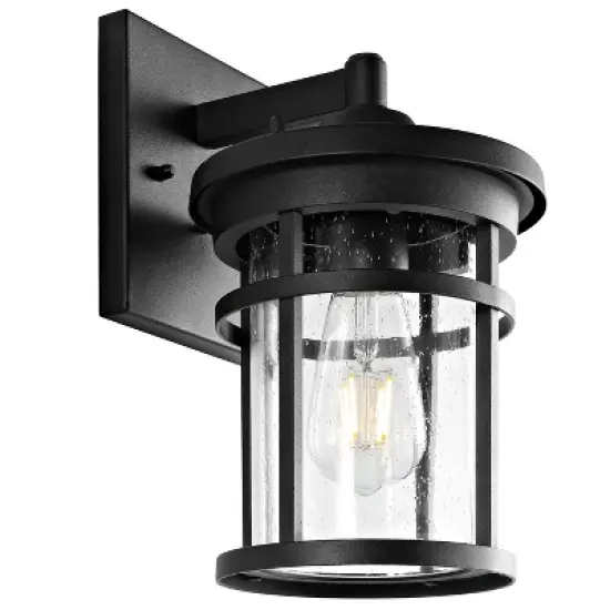 Senta Outdoor Wall Lantern - PLT4001 - Clear/Black - Safavieh image {1}